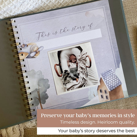 (COMING SOON) Finn Blue - Baby Memory Book - Peachly USA